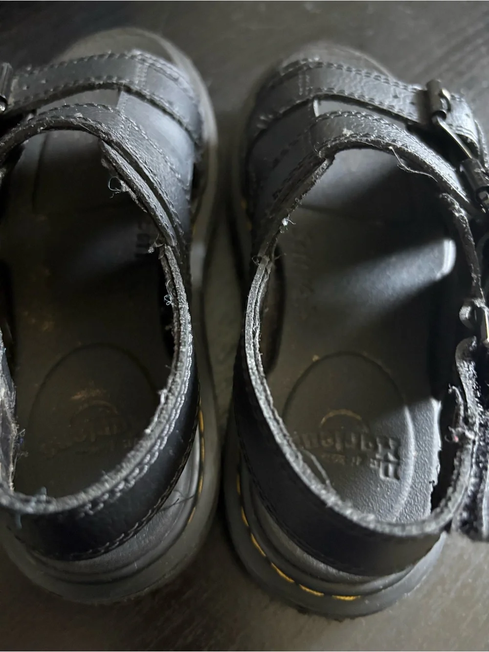 Dr. Martens Black Leather Double-Buckle Kids Sandals